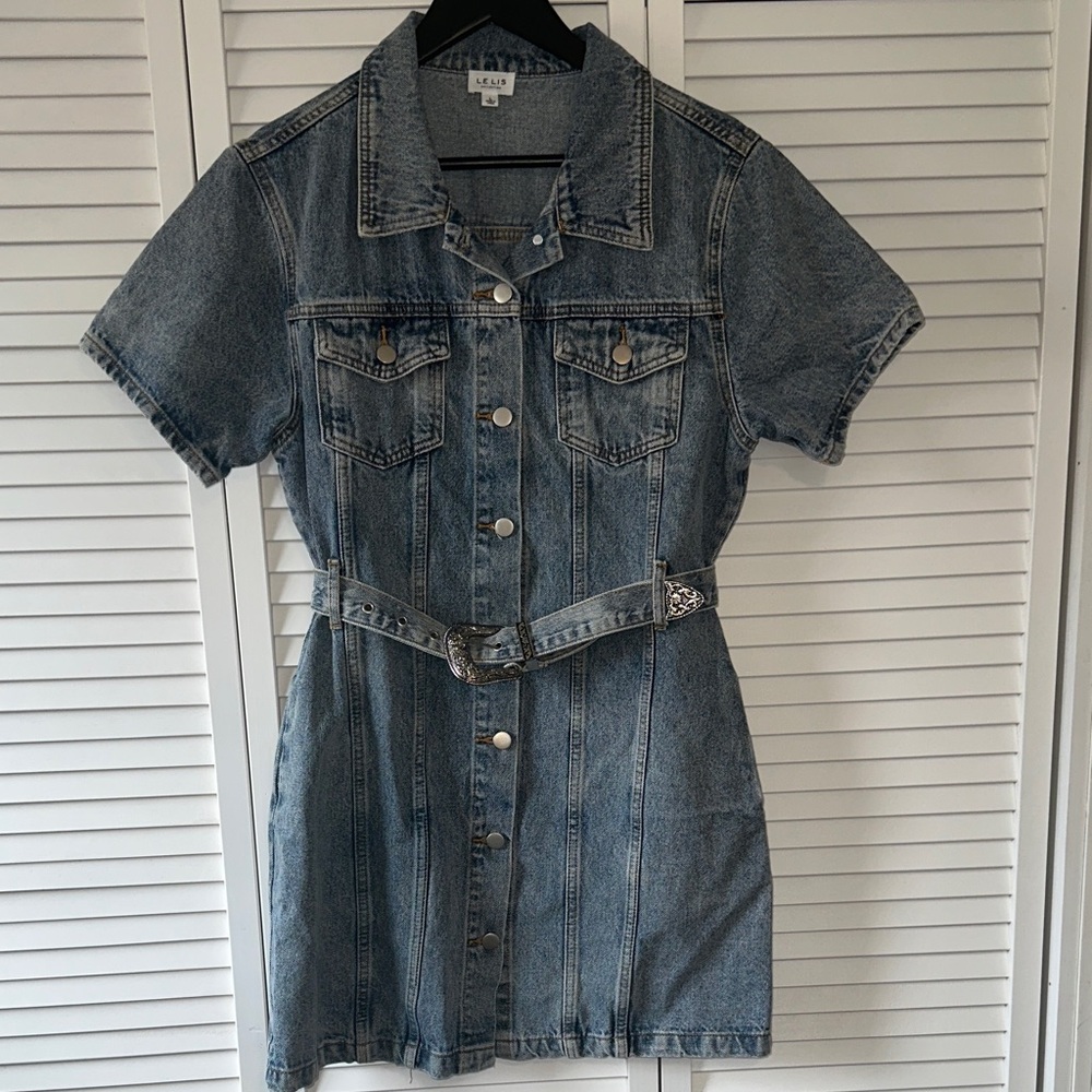 Le Lis Blue Denim Mini Dress